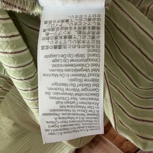 Madewell Smocked Bodice Green Striped Cotton Midi Dress Women's M - Picture 7 of 10